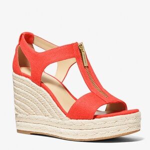 Michael Kors Berkley Wedge Sandal - Spiced Coral - size 8